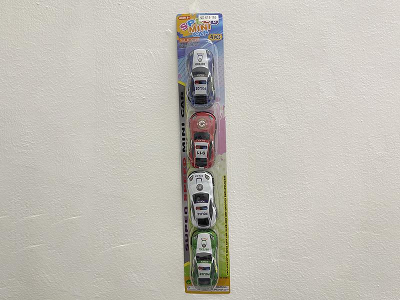 Pull Back Alloy Police Cars 4pcs