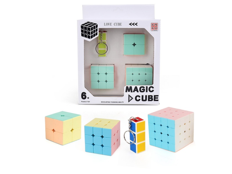 First-Order Rubik'S Cube (Uv Printed) + Second-Order Solid-Color Rubik'S Cube + Third-Order Solid-Color Rubik'S Cube + Fourth-Order Solid-Color Rubik'S Cube