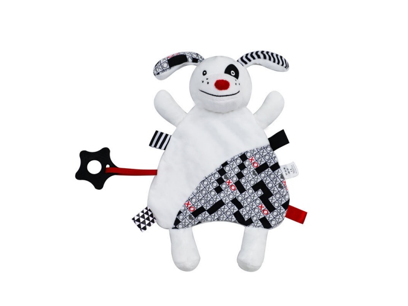 White Puppy Rattle Teething Gel Baby Pocket Soothing Towel