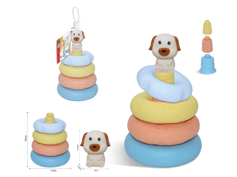 Soft Rubber Stacking Ring Finger Doll Set(Dog) 8PCS
