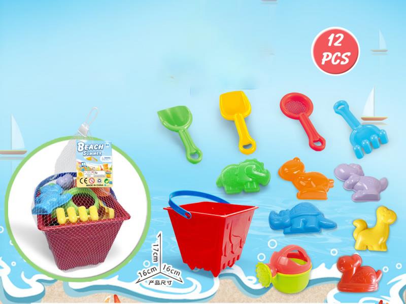 Castle Bucket With Beach Dinosaur Accessories (12 Pieces)
