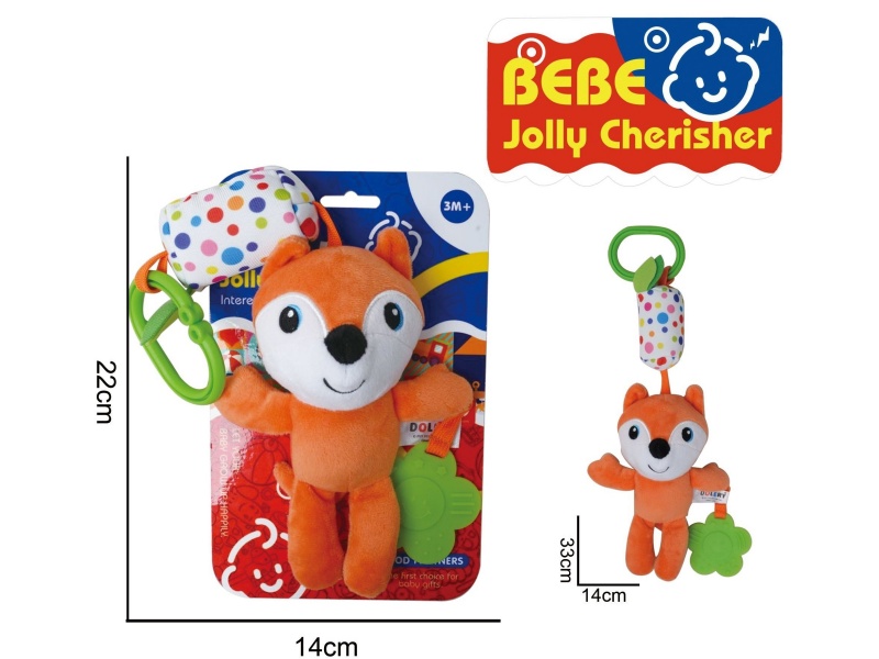 Baby Educational Plush Soothing Toys, Fox Gum Hanging Bed, Wind Chime
