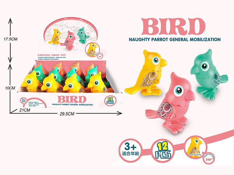 Wind Up Jumping Parrots 12pcs
