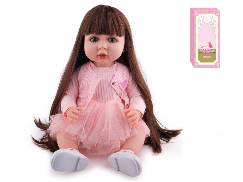 55cm Soft Plastic Reborn Doll(Wig Sheath) With Feeding-Bottle, Magnetic Pacifier, Diaper, Birth Card