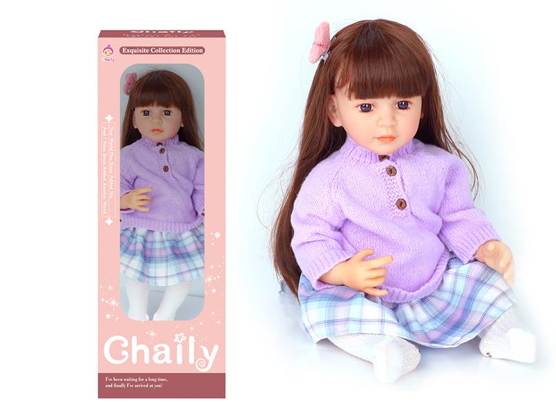 55CM Soft Glue Reborn Baby Doll(Machine Hair Transplant)With Diaper, Birth Card