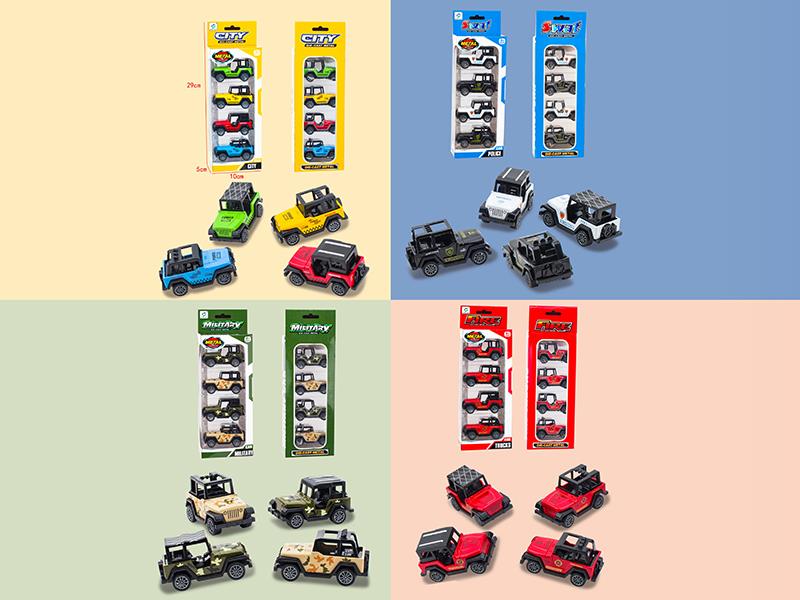 Pull Back Alloy Jeep Trucks Set