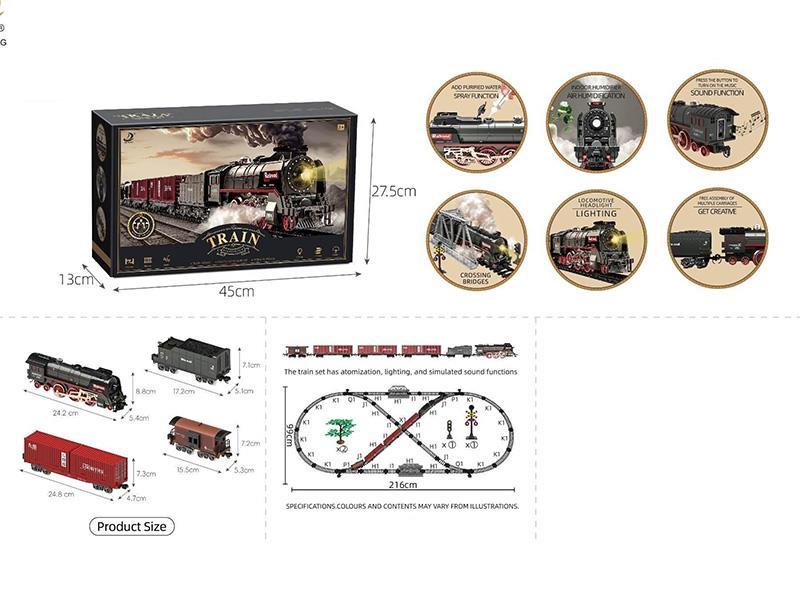 Electric Simulated Intelligent Classical Train Model (With Light, Water-Filling & Smoke Effect), Battery Included