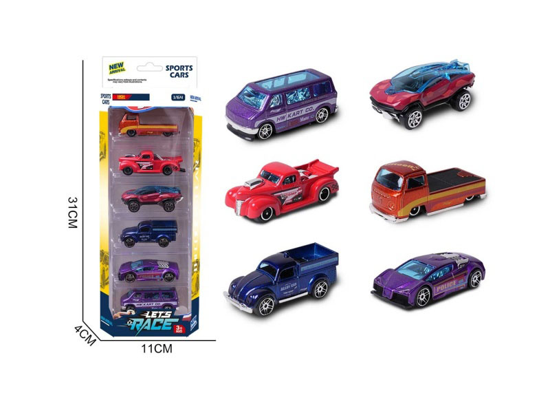 6 1:64 Alloy Car Models, 6 Pieces Each