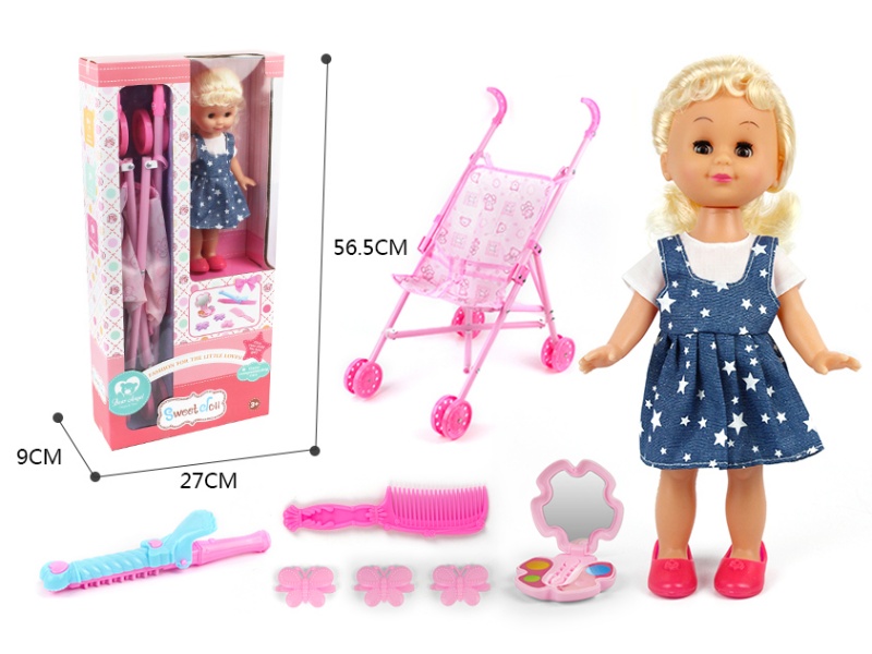 14-Inch Cute Girl Doll Trolley
