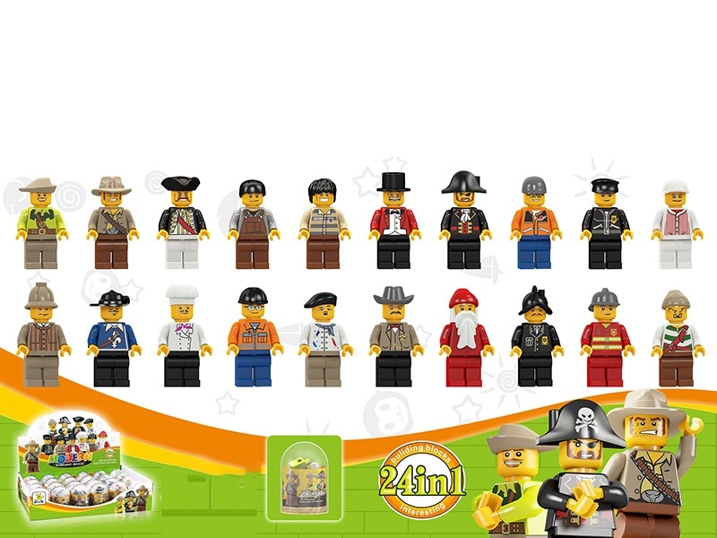 Cylindrical Building Blocks, Minifigures, Small Lego-Style Building Blocks
