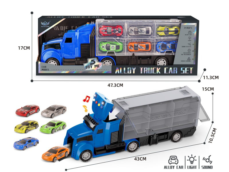 Urban Long-Nosed Container Truck + Graffiti Sports Car Series Alloy Vehicle