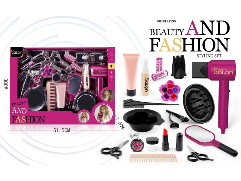 Diy House Play Accessories Simulation Salon Hair Care Tools Electric Hair Dryer Set 21 Pcs