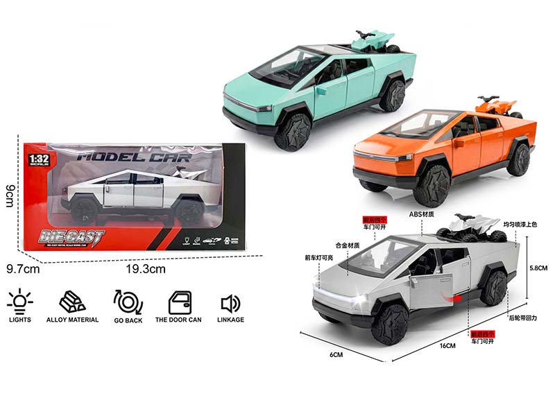 1:32 Tesla Cyber Truck Alloy Model With Sound And Light