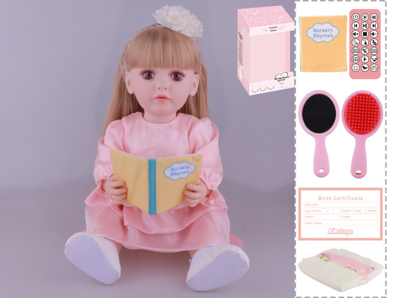 22-Inch Bionic Smart Rebirth Doll, Capable Of Bionic Shaking Of The Head, Raising Of The Hand, Mouth Movement To Speak, Intelligent Dialogue, Recording, Imitating The Tongue, Oral Skills, Dance Music