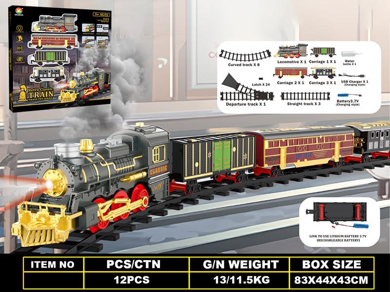 Electric Classic Steam Rail Train(Train Simulation Sound, Lights, Spray)