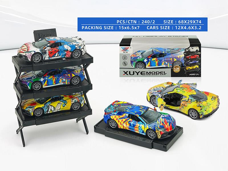 1:36 Pull Back Alloy Open Doors Car Corvette C8(1PCS)