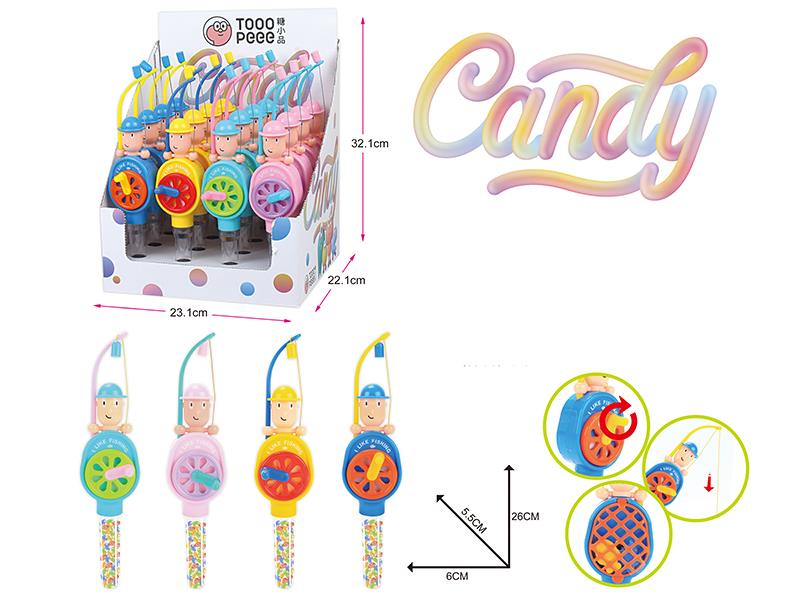 Cartoon Fishing Rod Candy Toys 16pcs