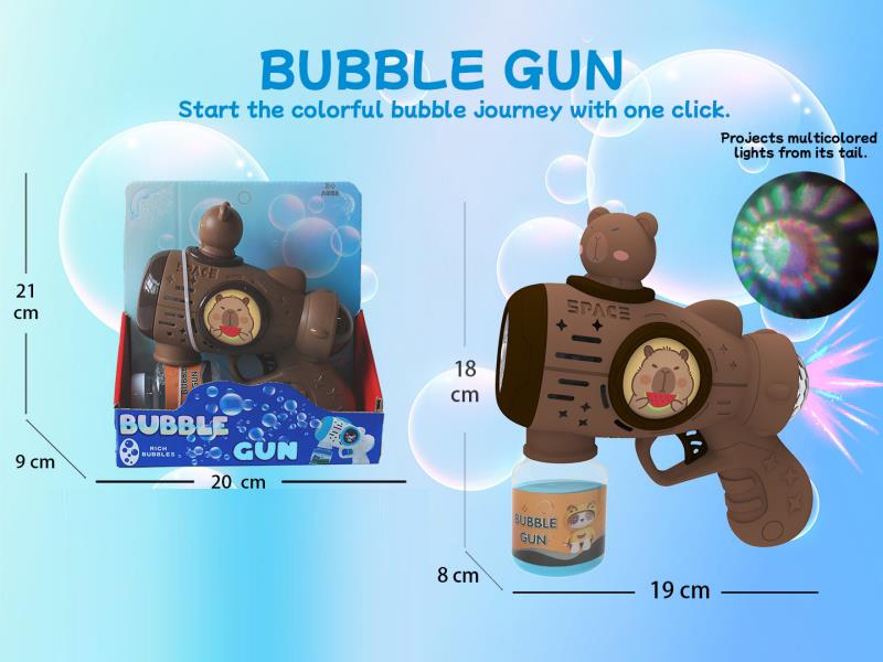 The Capibala Multi-Hole Automatic Bubble Gun (With Light) Has A Rear Projection Light