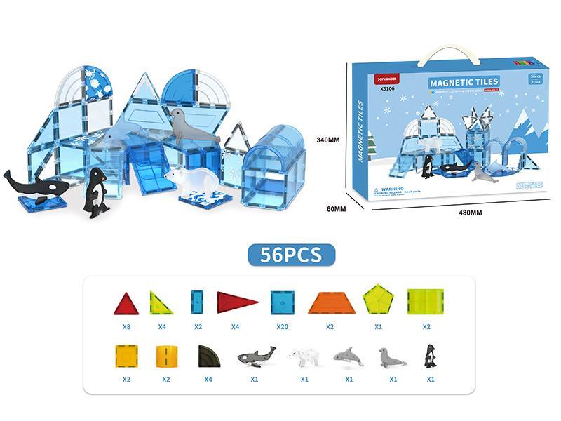 Sea Animals Magnetic Tiles Building Blocks 56pcs