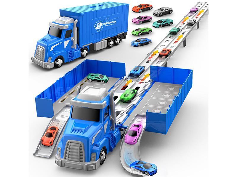 American-Style Ejection Folding Container Track Large Truck Toy [Randomly Equipped With 2 Vehicles