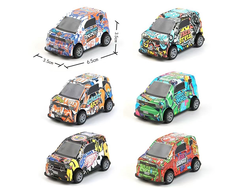 Pull Back Graffiti Cartoon Iron Car(1PCS)