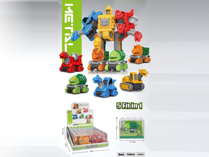 Alloy Dinosaur Engineering Warrior Five-In-One Robot (10Pcs)