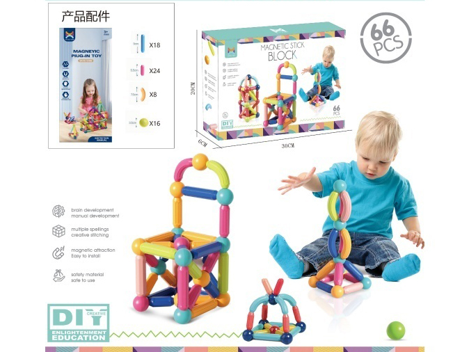 Creative Building Block Magnetic Rods 66PCS