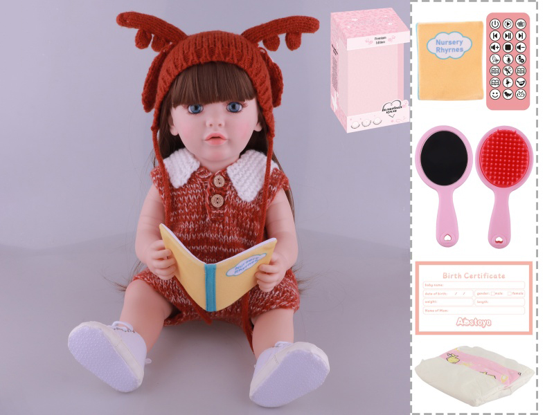 22-Inch Bionic Smart Rebirth Doll, Capable Of Bionic Shaking Of The Head, Raising Of The Hand, Mouth Movement To Speak, Intelligent Dialogue, Recording, Imitating The Tongue, Oral Skills, Dance Music