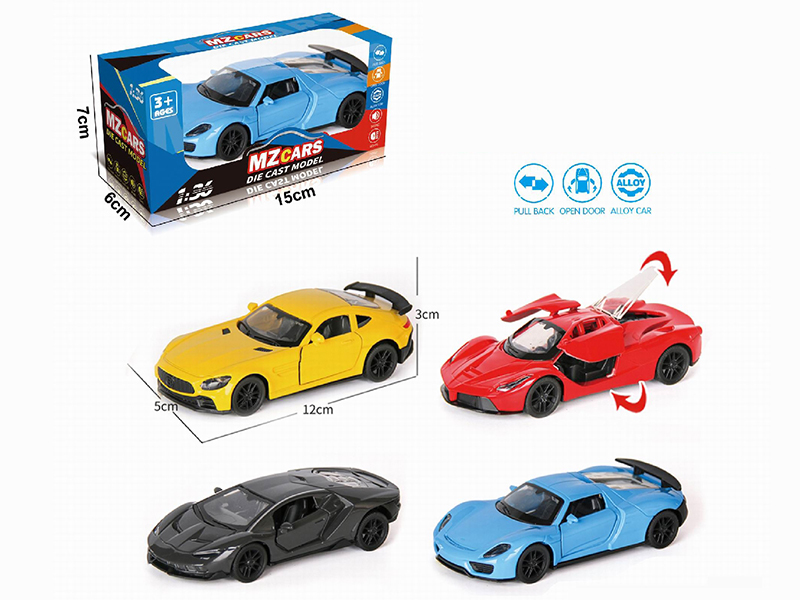 1:36 Pull Back Alloy Sports Car(3 Doors Can Open)