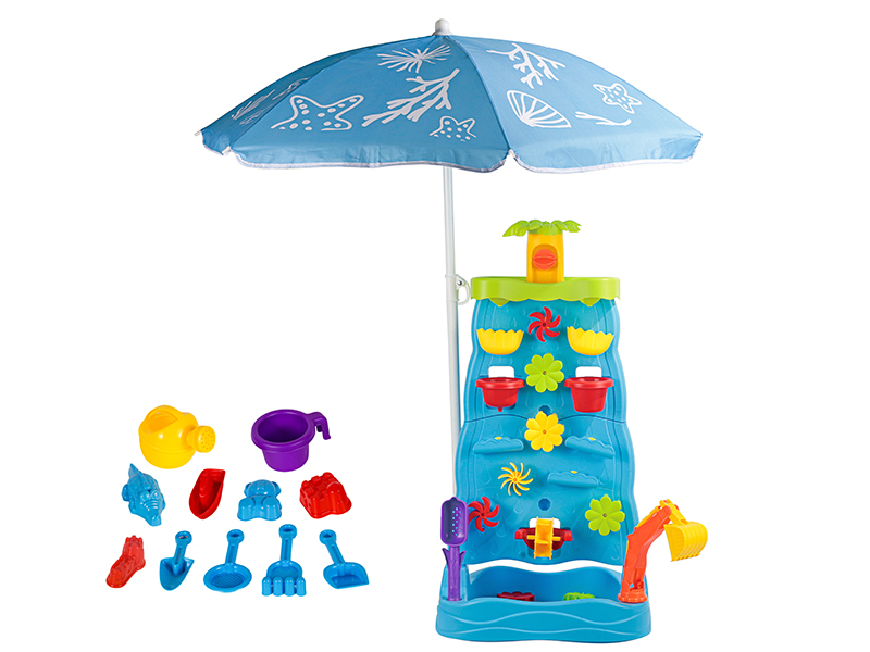 Waterfall Wall Beach Set With Beach Umbrella