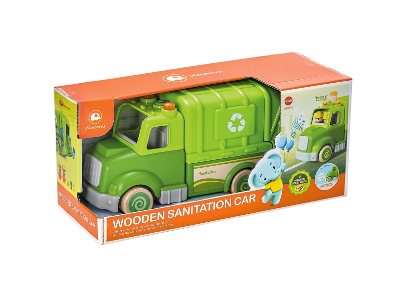 Wooden Sanitation Truck With Music And Lights