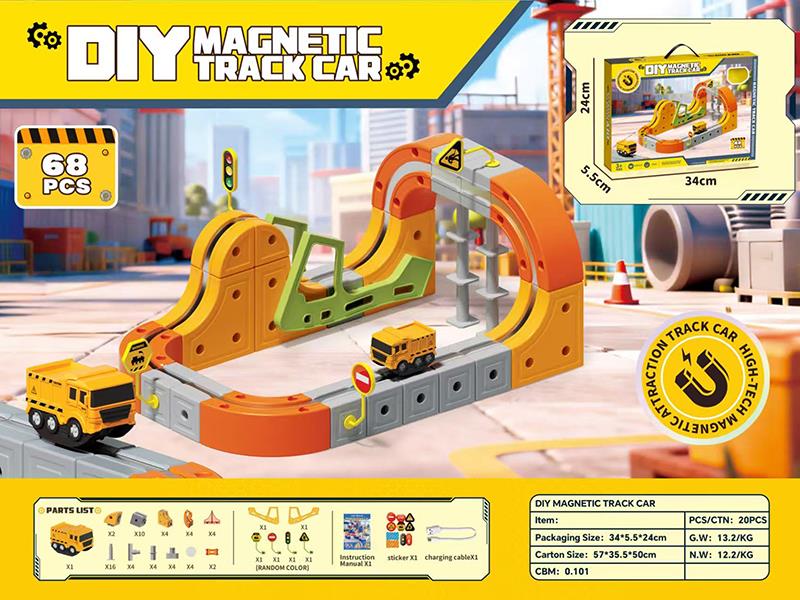 DIY 3D Magnetic Track Car 68PCS