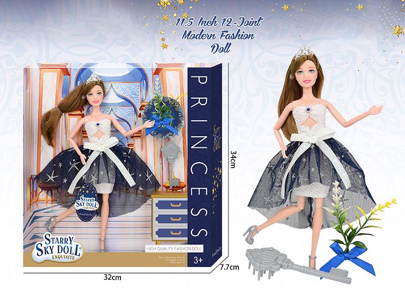 11.5 Inch 12-Joint Fashion Doll With Bouquet, Comb, Crown