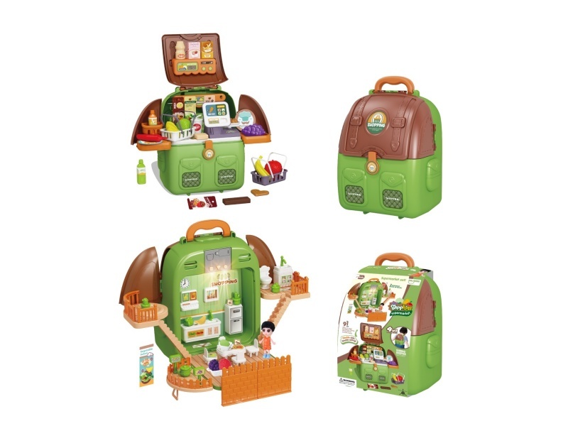 Playhouse 4-In-1 Transformable Supermarket Scene Backpack With Lights And Music (87 Pcs)