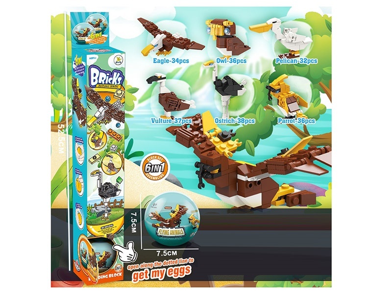 6-In-1 Bird Series Small Lego-Style Building Blocks