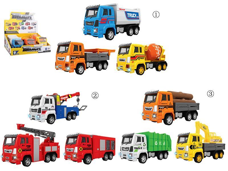 Friction Sanitation Truck With Light,Music(3PCS)