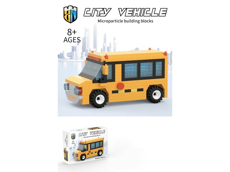 588 PCS Of Campus Bus Building Block Cars