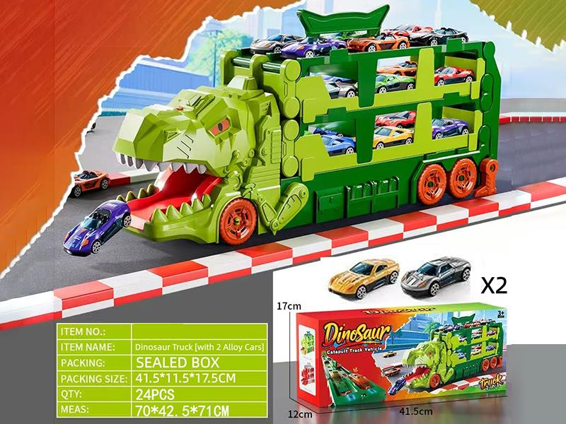 Dinosaur Catapult Track Car + 2 Alloy Cars