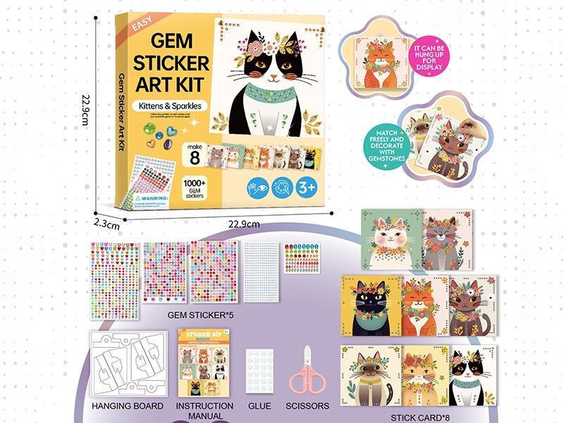 DIY Cat Gem Sticker Art Kit