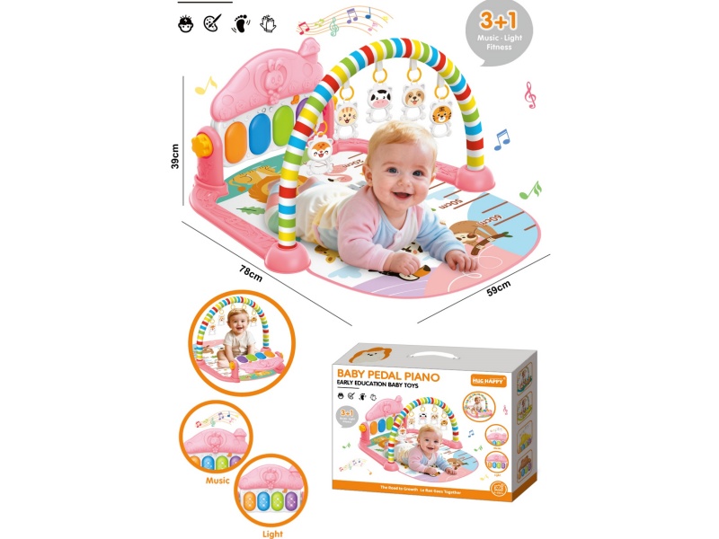 Baby Fitness Frame Mushroom House Pattern Pedal Piano (Requires 2*1.5V"Aa" Batteries, No Bag)