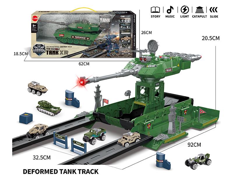 Ejection Track Transformation Storage Tank With Light And Music + Alloy Military Trucks