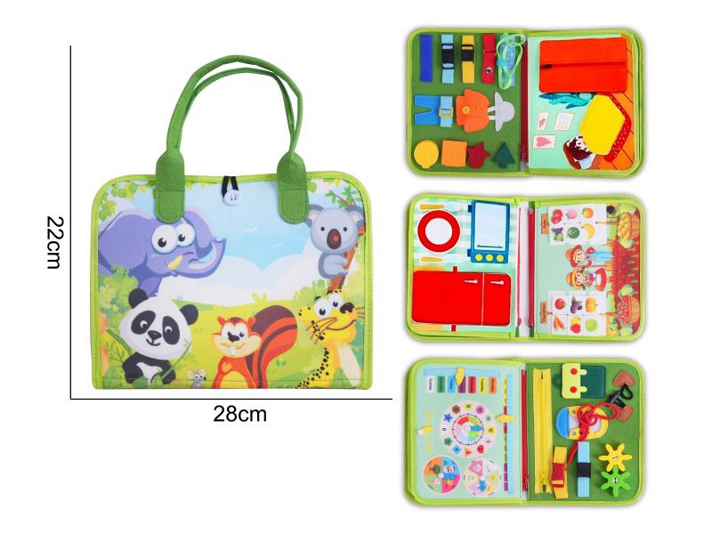 Montessori Early Childhood Education And Intelligence Development - 4-Page Green Fruit Grower Busy Edition With Felt