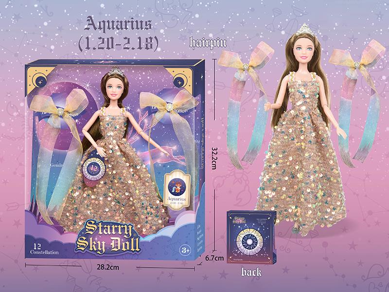 11.5 Inch 12-Joint Constellation Fashion Doll - Aquarius(1.20-2-18)With 2 Hairpins, Crown