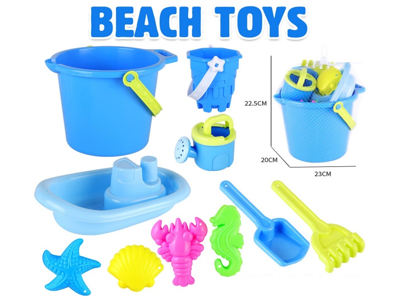 Castle Sand Bucket Boat Sea Animal Sand Mold Shovel Tools Set 10pcs