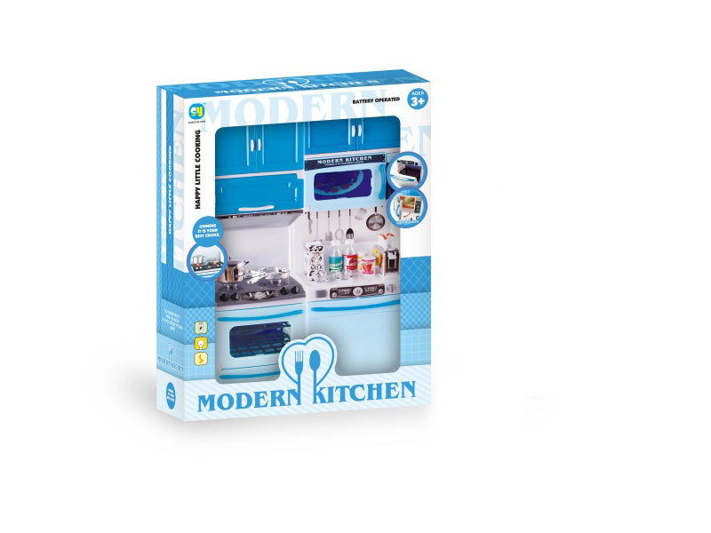 A Solid Blue Kitchen And Kitchenware Set
