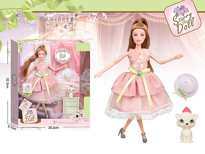 11.5 Inch 11-Joints Fashion Doll With Hat, Dog