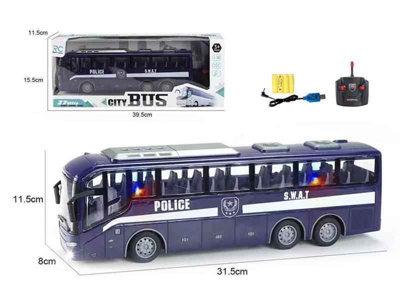 1:30 R/C 4CH Police Bus With Lights (Including Electricity)