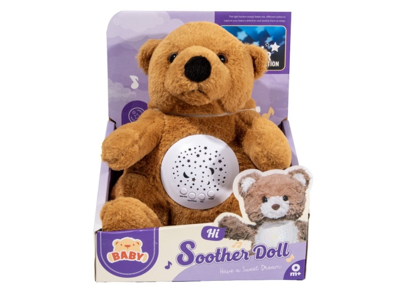 Intelligent Soothing Plush Toy With Lights And Music: Brown Bear