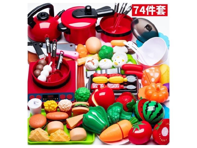 Model E [Large Size] Thickened Kitchenware 74-Piece Set (Double-Button Induction Cooker + Chaser)