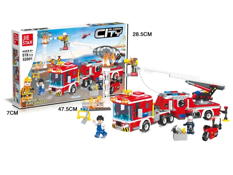 Building Blocks: 518 PCS Of Ladder Fire Truck